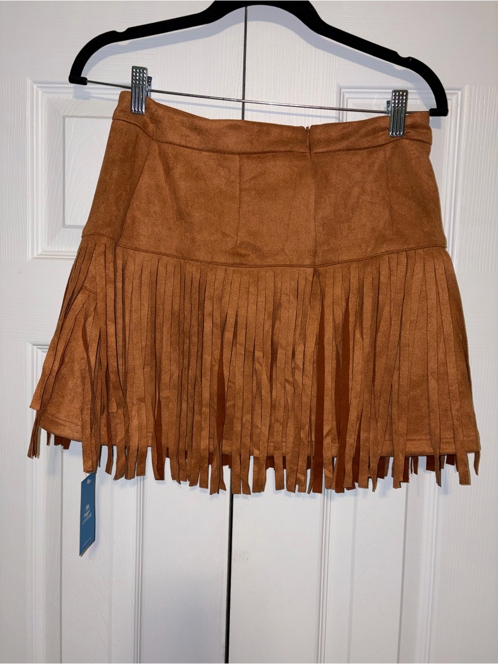 Cupshe Brown Suede Fringe Mini Skirt Solid Short Women's Regular Size M NWT
